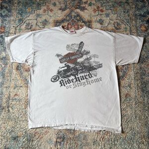 Vintage Harley Davidson Ride Hard Biker T-shirt Size XL